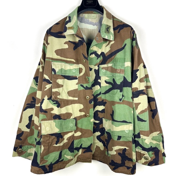Vintage 1980’s 1990’s Woodland Camouflage Combat Army Jacket • Green / Brown M/L - Picture 6 of 10